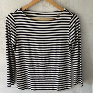 L’Agence black and white striped 3/4 sleeve shirt